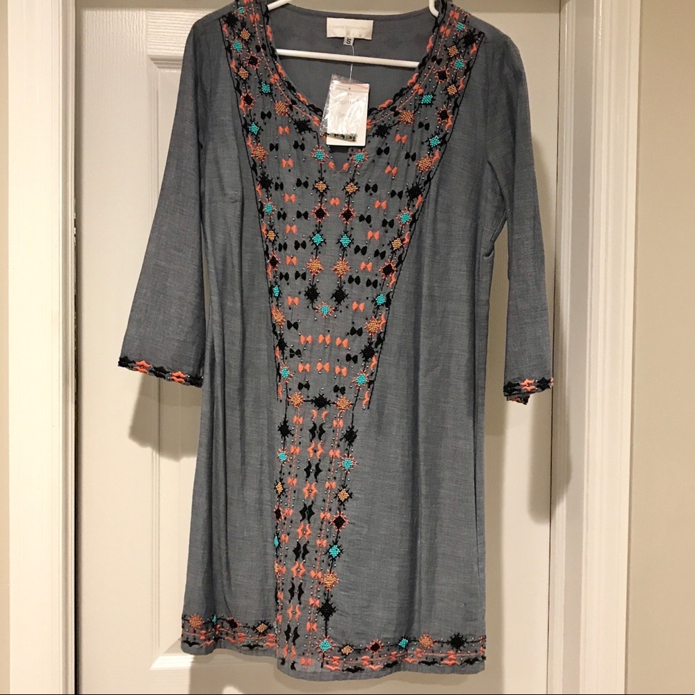 NWT Anthropologie chambray embellished dress
